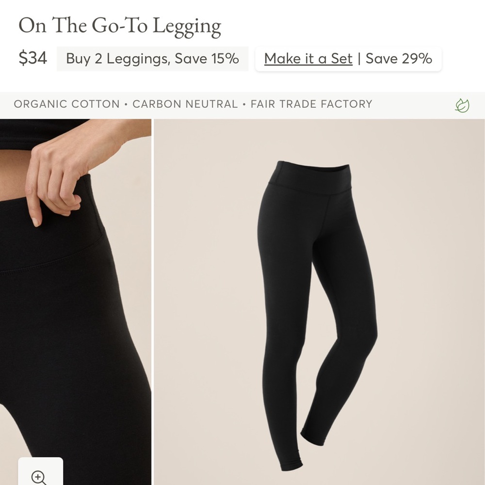 NWOT Pact Organic Cotton Black Leggings - Picture 9 of 9